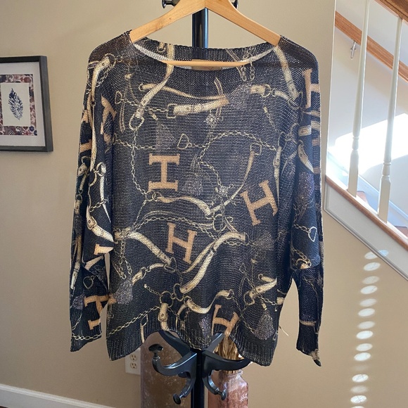 Free For Humanity Oversized Dolman Sleeve Lurex Semi Sheer Top Large - Picture 3 of 13